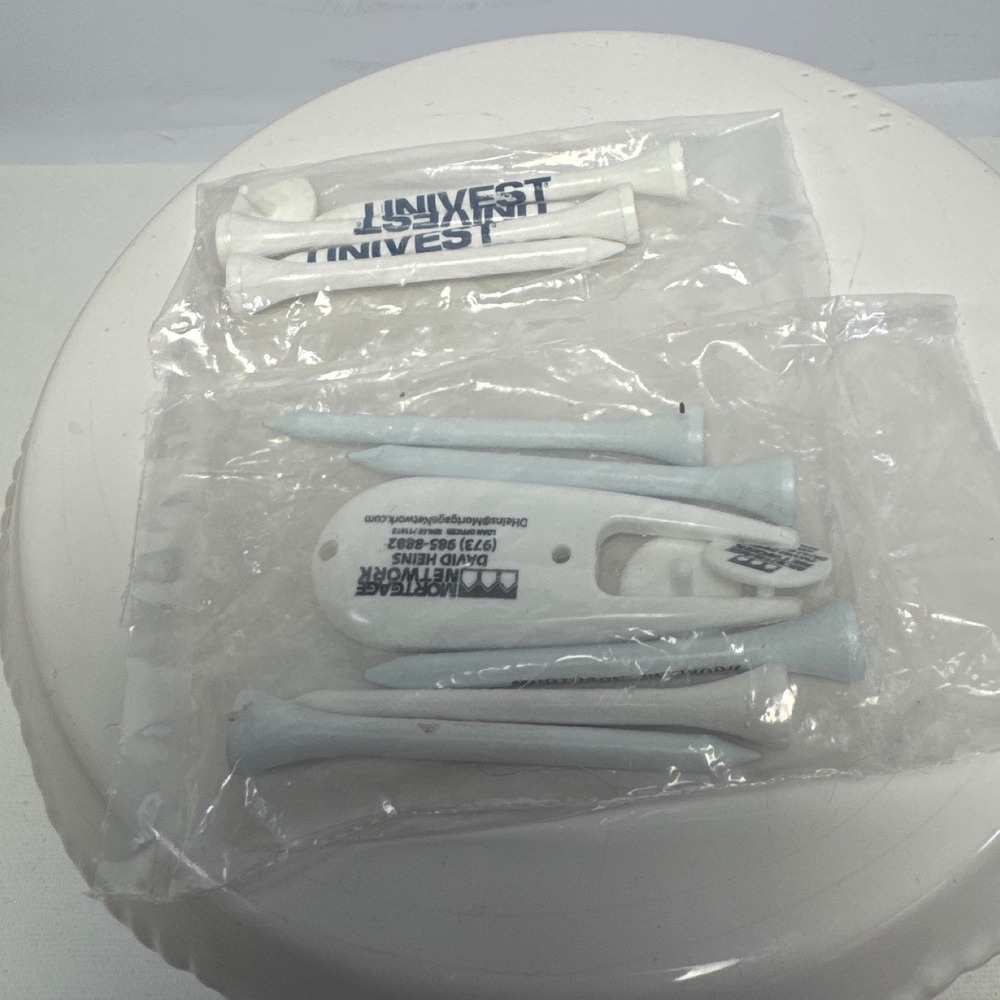Univest Mortgage Network Golf Tee Set White New Plastic Divot Tool